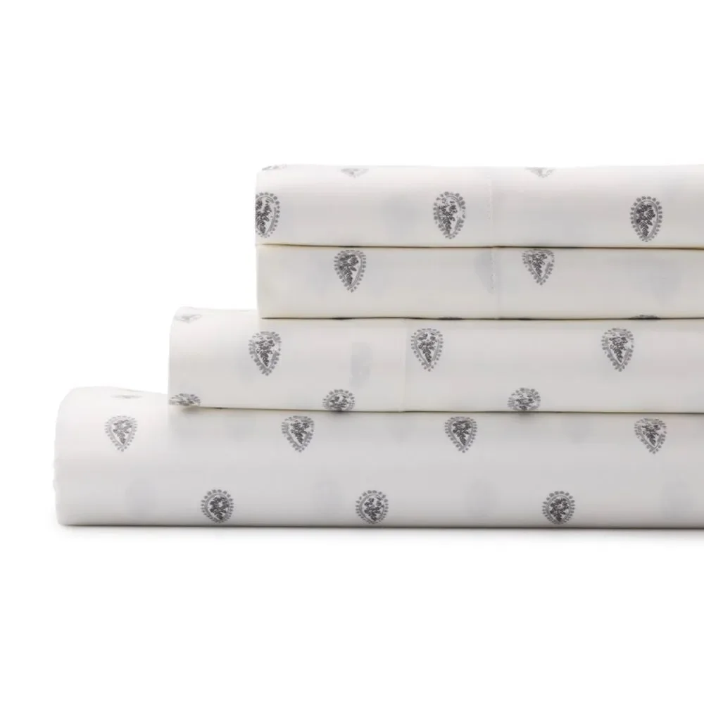 Sonoma White Paisley Twin Sheet Set
